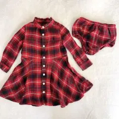 ラルフローレン ベビー ワンピース 女の子 長袖 チェック柄 12M 80