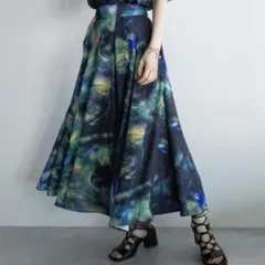 【HARE】BLURタックフレアスカート マルチカラー 総柄のサムネイル