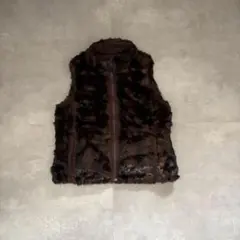 00s old navy ファーベスト　リバーシブル　茶　ブラウン　y2k