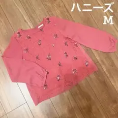 【美品】ハニーズ　花柄トップス　ピンク　ブラウス　フラワー　カットソー