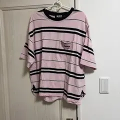 RNA ボーダー 半袖Tシャツ ピンク×ブラック