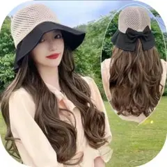 麦わら帽子　帽子　ハット　夏　キレイめ　ブラック　黒