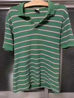 00s NIKE 銀タグ　半袖ポロシャツ マルチボーダー 刺繍ロゴ