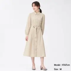 【GU 】美品/Sサイズ/ストライプシャツワンピース /ワンピース/春服