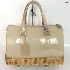 FURLA フルラ キャンディバッグ ハンドバッグ ベージュ かご風デザイン