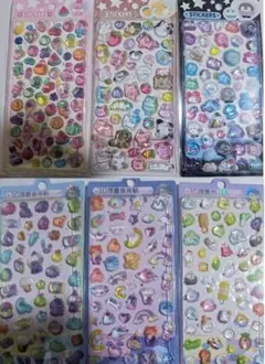 6枚セット ぷくぷくシール 3D立体シール ご褒美シール シール帳【CF】