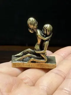 金属工芸 男女像 置物 オブジェ ミニフィギュア 真鍮製