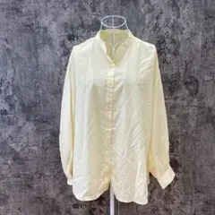 ✨アメリカンホリック✨スタンドカラーシャツ♡ブラウス長袖♡ストライプ♡黄(L)