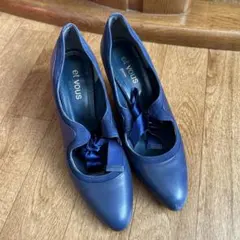 et vous ネイビー オープントゥパンプス