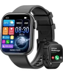 スマートウォッチ 1.85HDインチ 大画面 Bluetooth通話機能 黒