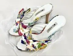 DIANA フラワー柄リボンハイヒールミュール