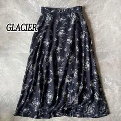 GLACIER ロングフレアスカート 花柄 後ろゴム 裏地あり シフォン