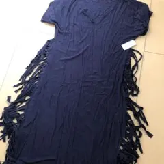 サイド フリンジ ロングワンピース インポート import