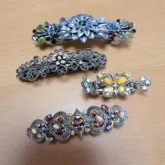 髪飾り　バレッタ　ゴシック調　アンティーク　ヴィンテージ　4個セット