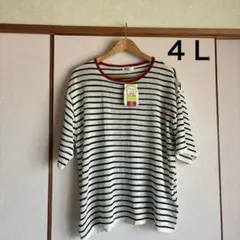【新品訳あり】大きいサイズ　薄手半袖ニット　プルオーバー　４Ｌ　アイボリーのサムネイル