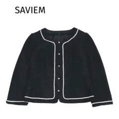 SAVIEM サビエム　リバーシブルノーカラージャケット　総レース✖️フリル　13