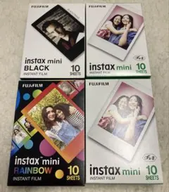 新品未開封 instax mini 10枚入り4点RAINBOW BLACK