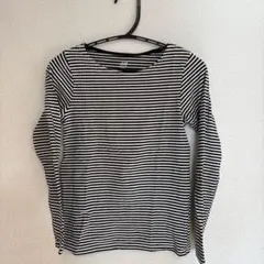 H&M ボーダーロンT 長袖Tシャツ 白黒 カジュアル