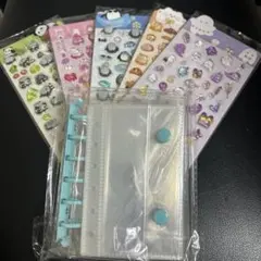 クリアシール帳A7 ブルー　台紙　シール付き　3Dデコシール　マスコット5点