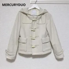 MERCURYDUO フード付き ダッフルコート ホワイト コート ショート丈