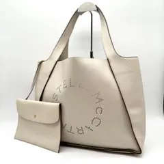 ステラマッカートニー ロゴトートバック A4可 アイボリー ポーチ付