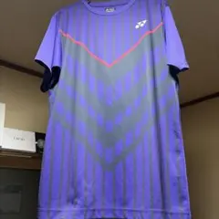 バドミントン用 紫色 ストライプシャツ