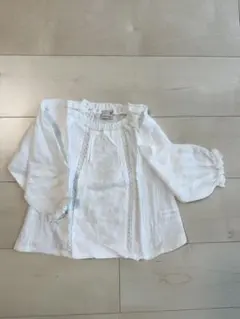 【petit main 新品】ホワイト刺繍バルーンスリーブシャツ