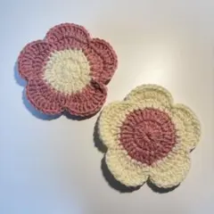 春 お花 コースター かぎ針編み ハンドメイド ピンク ホワイト