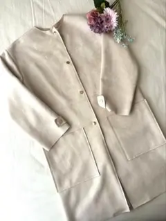 ノーカラーコート　ライトベージュ