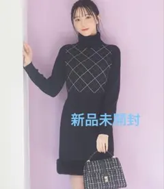 新品未開封 tocco closet 裾ファー付きタートルネックニットワンピ