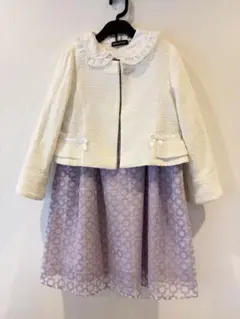 ◆美品◆BeBe◆ホワイトジャケット付きパープルドレス 3点セット