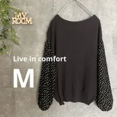 Live in comfort ドット 水玉 長袖 ニット レディース M 秋