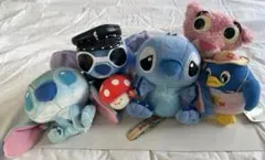 スティッチ３体、ぴっころ、ピンクパンサー、キノコ　ぬいぐるみセット