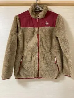 チャムス フリースジャケット ベージュ/赤 レディースＭサイズ