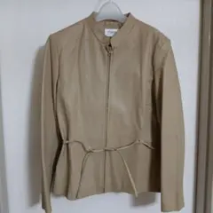 終値【新品】フェイクレザー　秋ジャケット　トープ