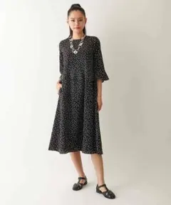 HIROKO KOSHINO シアーチェックドットプリントワンピース