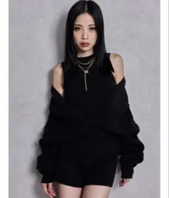 GYDA アームギャザーレイヤードニットロンパース