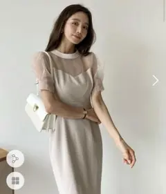 DHOLIC シアーコントラストパフマーメイドドレスのサムネイル