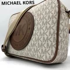 美品✨マイケルコース　カメラバッグ　デカロゴ　モノグラム　総柄　ショルダー 白系