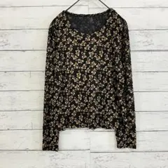 エピソード 花柄 レース カットソー 黒 レディース 長袖フェミニン M 秋春