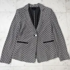 エンポリオアルマーニ ツイード調 一つボタン テーラードジャケット 白 黒 42