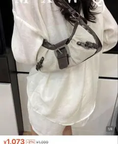 shein バックルデザイン ショルダーバッグ ブラウン