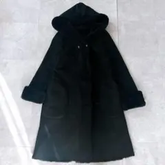 美品✨ Filomo フィローモ　リアルムートンコート フード ロープアップ 黒