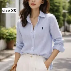 人気 ポロラルフローレン リネン 麻100 ストライプ ポニー刺繍 シャツ