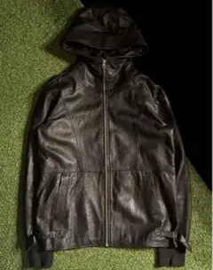 rum leather hood jacket vintage
