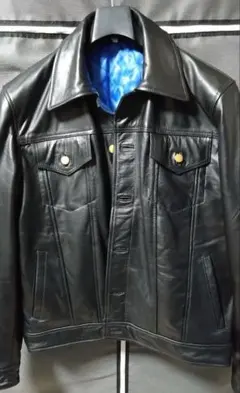 KADOYA LL デニムレザージャケット ライダース 牛革 バイクウェア 希少