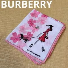 BURBERRY 桜デザイン ハンカチ バーバリー 美品