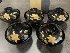 黒塗蒔絵芭蕉図吸物碗5個[B29804] - メルカリ
