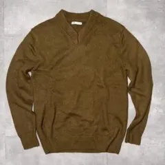 【ビンテージ風】ZARA Vネック ニット セーター ブラウン Mのサムネイル