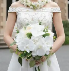 胡蝶蘭のクラッチブーケ　アーティフィシャルフラワー　ブートニア付き　新品